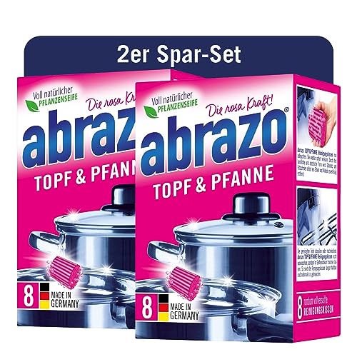 abrazo Topf & Pfanne - 16 Reinigungskissen, 2x8 Stk. für Töpfe & Küche, Spülschwamm mit veganer Pflanzenseife, Küchenschwamm, Reinigungsschwamm von abrazo