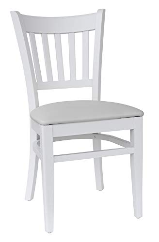 abritus Set 2 Stühle Esszimmerstuhl Küchenstuhl Wohnzimmerstuhl Stuhl Holz Buche massiv weiß, Sitzpolster Kunstleder, fertig montiert. Belastbarkeit 150 kg *T002 von abritus