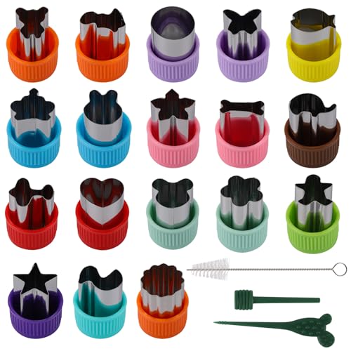 21-teiliges Gemüseschneiderformen-Set – 18 Obst-Ausstechformen und 3 Lebensmittel-Ausstechformen, Zubehör für Kinder-Mittagessen von acDesign