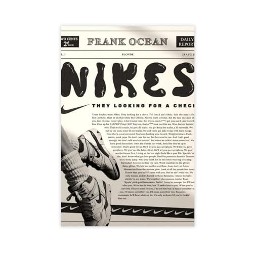 acalur Leinwandposter Frank Ocean, Nikes, Wandkunst, Dekordruck, Bild Gemälde für Wohnzimmer, Schlafzimmer, Dekoration, 40 x 60 cm acalur Leinwandposter Frank Ocean, Nikes, Wandkunst, Dekordruck, Bild Gemälde für Wohnzimmer, Schlafzimmer, Dekoration, 40 x 60 cm von acalur