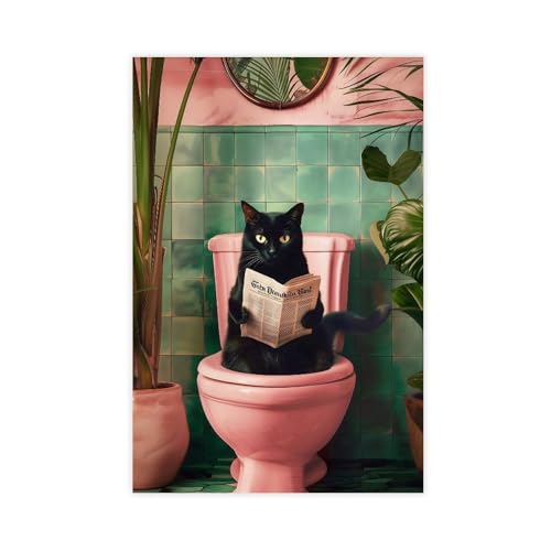 acalur Lustiges Leinwandposter für Badezimmer, Katze, Schlafzimmer, Landschaft, Büro, Raumdekoration, Geschenk, 30 x 45 cm acalur Lustiges Leinwandposter für Badezimmer, Katze, Schlafzimmer, Landschaft, Büro, Raumdekoration, Geschenk, 30 x 45 cm von acalur