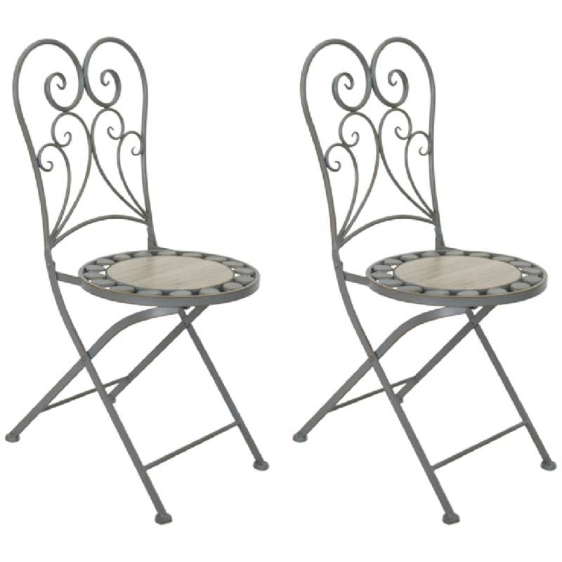 Acamp Gartenset Provence 2 Stühle Grau-Beige meliert für den Außenbereich von acamp