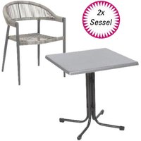 Acamp Gartensitzgruppe Brooklyn + Piazza anthrazit Aluminium B/H/T: ca. 80x76x80 cm von acamp