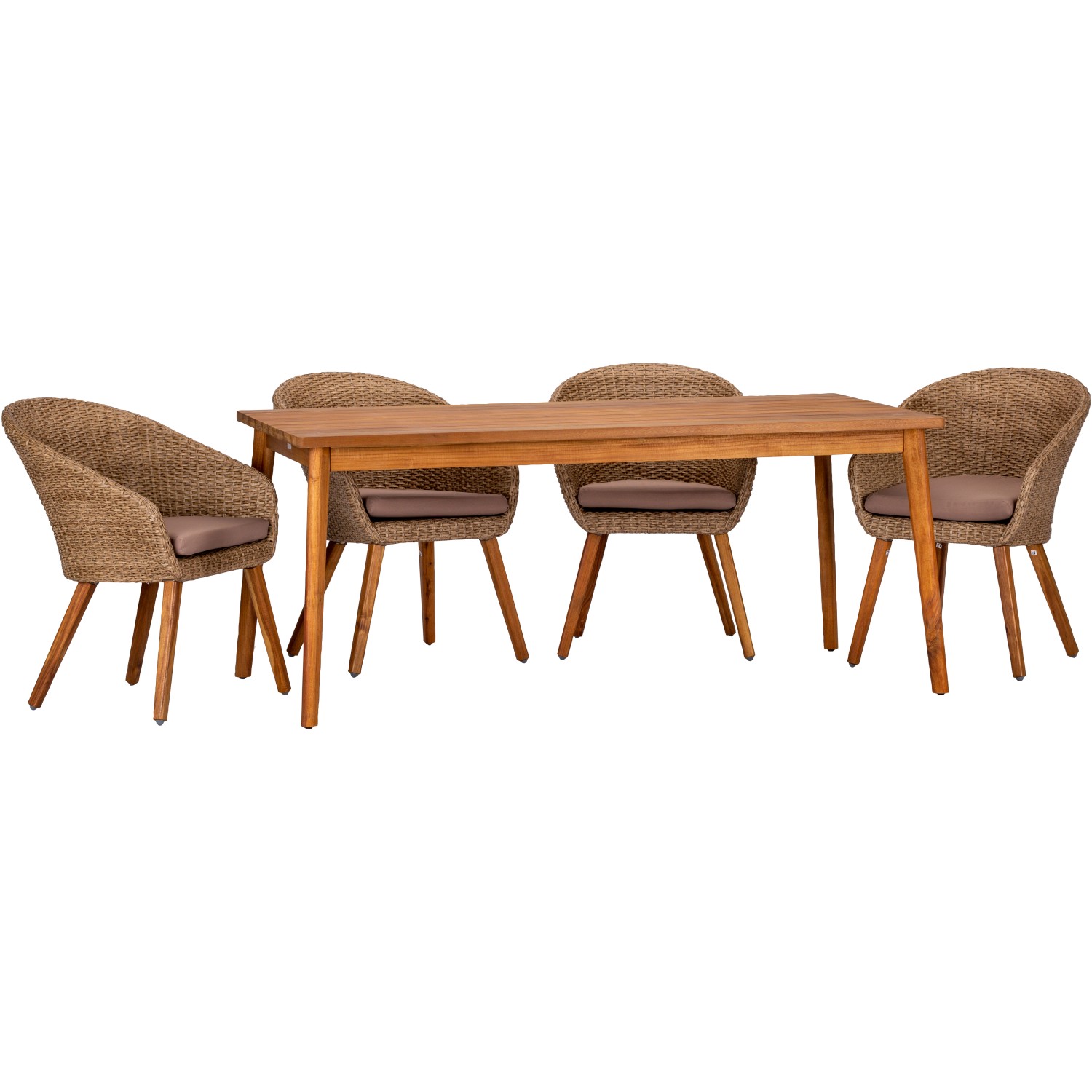 Acamp Set 4x Armsessel Atacama 1x Tisch Atacama 180 cm x 90 cm Teak von acamp