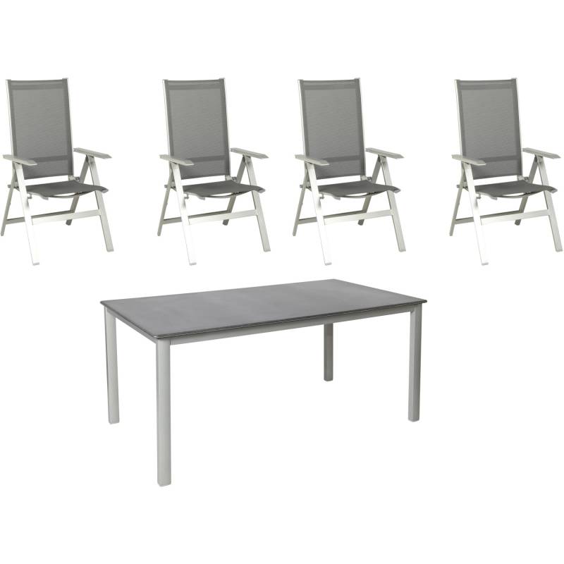 Acamp Set 4x Klappsessel Urban 1x Tisch Acaplan Loft 160x90 cm Platin-Schiefer von acamp