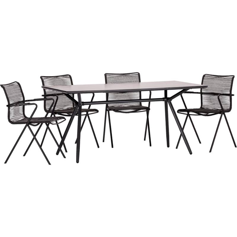 Acamp Set 4x Stapelsessel Alpha Rope 1x Glastisch Alpha Anthrazit-Cemento von acamp