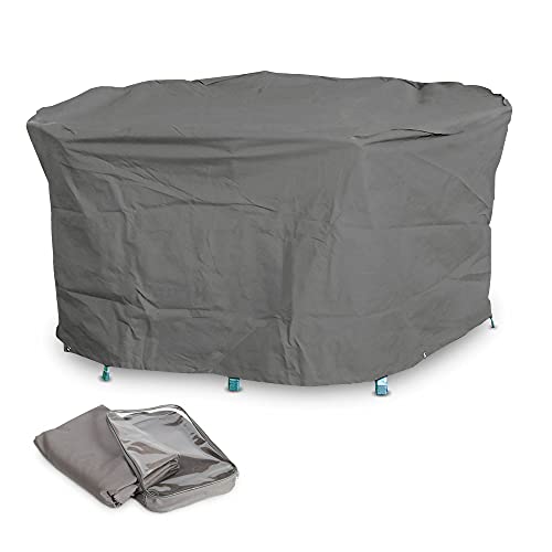 acamp Beo Gartentisch Abdeckung für ovale Tische bis bis 160x95 cm | Reißfeste Gartenmöbel Abdeckung in Anthrazit | Schutzhülle Gartenmöbel Winterfest | wasserdichte Abdeckplane Gartenmöbel von acamp