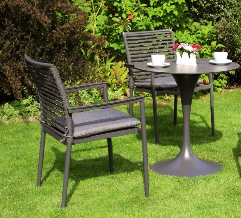 acamp Garten-Essgruppe 3-teiliges Stapelstuhl Set New Jersey inkl. runder Tisch, (Gartenmöbel Set), stapelbar, Sitzgruppe, Lounge-Set mit Gartentisch ⌀70 cm von acamp