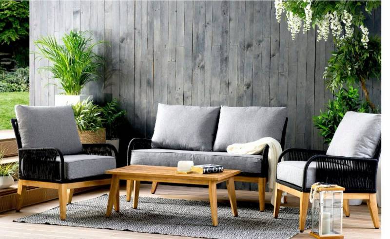 acamp Gartenlounge-Set 4-teilige Sitzgruppe Mykonos mit Tisch, (Gartenmöbel Set), Gartensofa, Möbelset, Lounge-Set von acamp