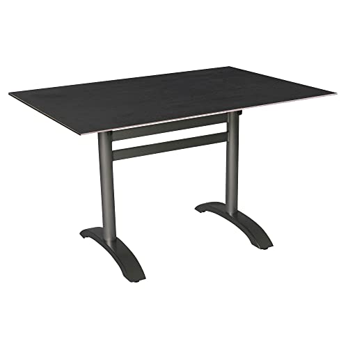 acamp Acaplan Tisch für drinnen und draußen, Aluminium | HPL, Anthrazit | Cemento Anthrazit, Rechteckig 120x80 cm von acamp