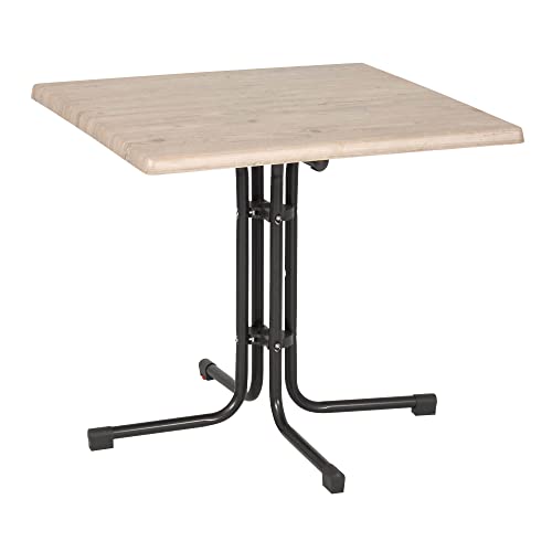 acamp Gartentisch wetterfest Piazza Quadratisch | Stahl-Gestell klappbar | Sicherer Stand Dank Niveau-Ausgleich | Klapptisch mit robuster Tischplatte | Balkon-Tisch 80x80 cm in Anthrazit - Holz acamp Gartentisch wetterfest Piazza Quadratisch | Stahl-Gestell klappbar | Sicherer Stand Dank Niveau-Ausgleich | Klapptisch mit robuster Tischplatte | Balkon-Tisch 80x80 cm in Anthrazit - Holz von acamp