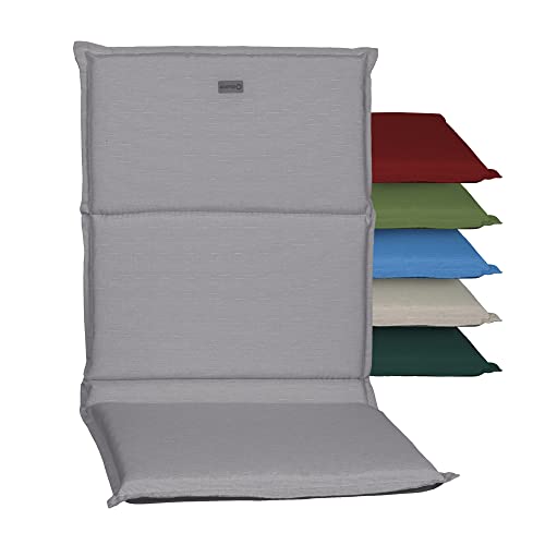 acamp Niedriglehner Auflagen Paddy Model A | Made in EU nach Öko-Tex Standard | Lichtechte Gartenstuhlauflagen Niederlehner ohne Ausbleichen | Atmungsaktive Stuhlauflage Niedriglehner in Hell-Grau von acamp