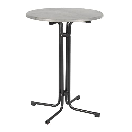 acamp Stehtisch Bistrotisch klappbar Piazza rund | Anthrazit/Cemento Grigio | Ø80xH110cm | Gestell aus Stahlrohr | wetterfeste Holzfaserplatte Topalit | Niveauausgleich von acamp