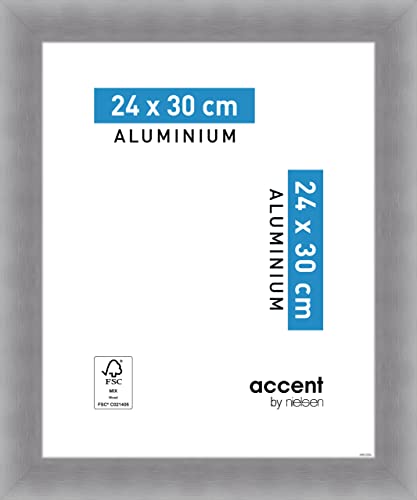 accent by nielsen Aluminium Bilderrahmen Largo, 24x30 cm, Struktur Silber Matt von accent by nielsen