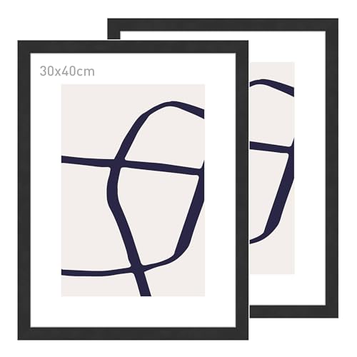 accent by nielsen Bilderrahmen, 30 x 40 cm (2er Set), Holz (MDF), Schwarz, inkl. Kunstdruck, Fotorahmen im Hoch- & Querformat, Echtglas, Velino von accent by nielsen