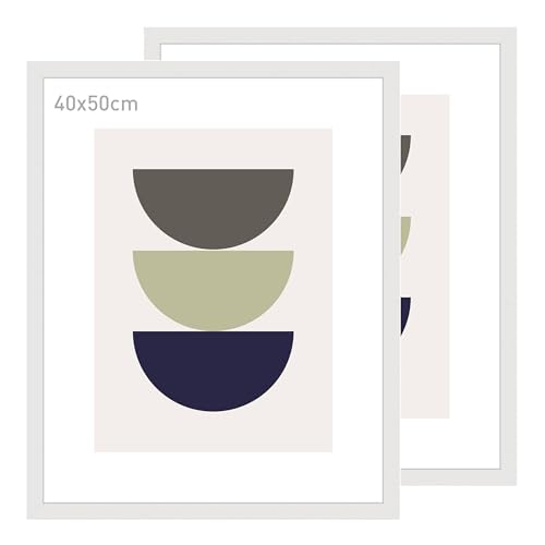 accent by nielsen Bilderrahmen, 40 x 50 cm (2er Set), Holz (MDF), Weiß, inkl. Kunstdruck, Posterrahmen im Hoch- & Querformat, Echtglas, Velino von accent by nielsen