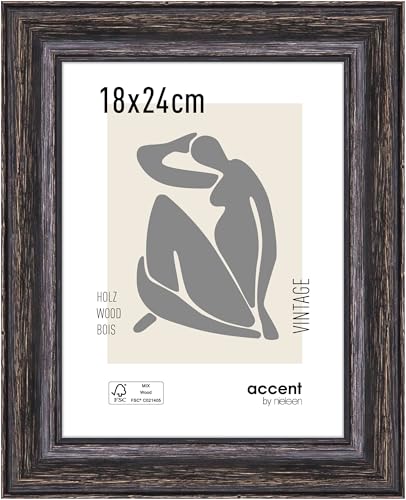 accent by nielsen Holz Bilderrahmen Vintage, 18x24 cm, Schwarz von accent by nielsen