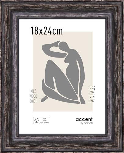 accent by nielsen Holz Bilderrahmen Vintage, 18x24 cm, Schwarz von accent by nielsen