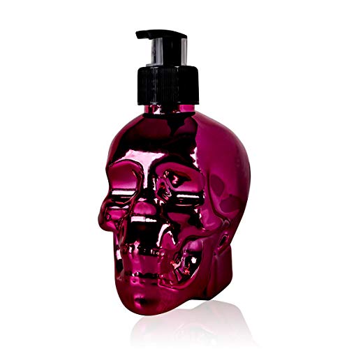 Accentra Handseife Totenkopf mit Flüssigseife im Seifenspender- Schädel/Skull, Pumpspender 300ml Handseife, Duft: Kirsche Rosa von accentra