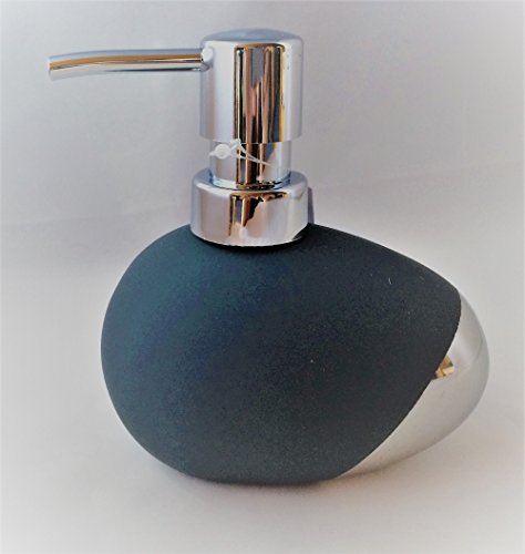Design Seifenspender Soft Touch Dosierer Keramik oval Ente grau von accentra