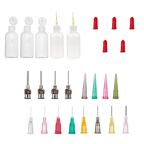acdokuk Präzisions-Spitzen-Applikatorflasche, 21 Stück, ultrafeine Nadelspitze, Kleber-Applikator, Quetschflaschen, Acrylmalerei zum Nachfüllen von acdokuk