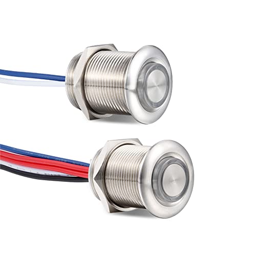 acegoo 12V 3 Weg Dimmer Schalter Kit, LED PWM Dimmschalter Edelstahl Stufenloses Dimmen 6A Druckschalter für Dimmbare LED Licht für Boot Wohnmobil Wohnwagen Camper Auto, Loch 19mm von acegoo