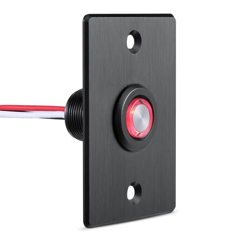 acegoo 12V Dimmer Licht Dimmschalter, Druckschalter mit rotem Ringlicht für Wohnmobil, Camper, Wohnwagen, Boot, LKW, Auto, Beleuchtung und LED-Streifen, DC12-24V 6A Vollaluminium (Schwarz) von acegoo