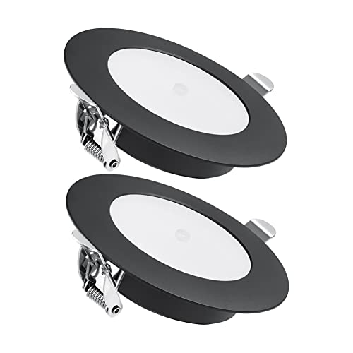 acegoo 2 x 12V Einbaustrahler LED Wohnmobil Boot Spot mit Ein/Aus-Dimmschalter&Blaues Nachtlicht Flach Einbauleuchte 3W 285lm Dimmbar Einbauspot für Wohnwagen Camper Küche Möbel(Schwarz 4000K) von acegoo