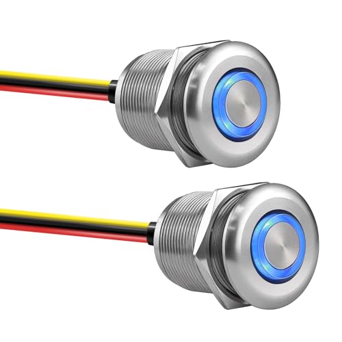 acegoo 2er Set 12V Dimmer Schalter PWM Dimmschalter Blaues Ringlicht 6A 12 Volt Aluminium Druckschalter für Dimmbare LED Beleuchtung für Boot Wohnmobil Wohnwagen Camper Auto, Loch 22mm acegoo 2er Set 12V Dimmer Schalter PWM Dimmschalter Blaues Ringlicht 6A 12 Volt Aluminium Druckschalter für Dimmbare LED Beleuchtung für Boot Wohnmobil Wohnwagen Camper Auto, Loch 22mm von acegoo