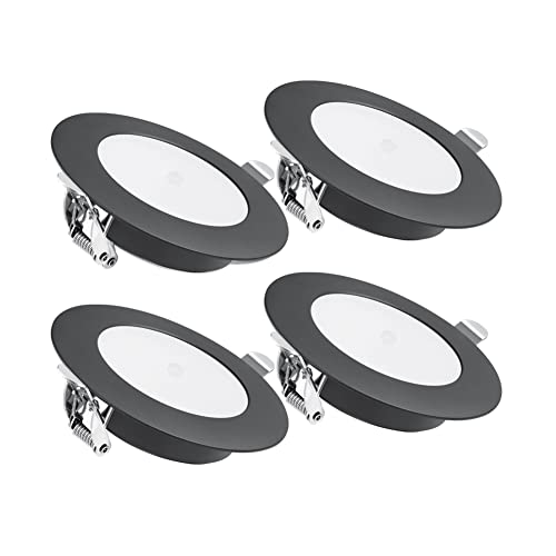 acegoo 4 x 12V Einbaustrahler Wohnmobil LED Einbauleuchte mit Ein/Aus-Dimmschalter&Blaues Nachtlicht Spot 3W 285lm Dimmbar Einbauspot Downlight für Boot Wohnwagen Camper Küche(Schwarz 3000K) von acegoo