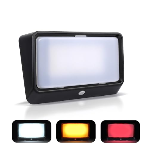 acegoo Wohnmobil 12V LED Aussenleuchte Vorzeltleuchte Mit Schalter, 3 Beleuchtungsmodi (1800K, 6500K, Rot), Außenleuchte 410LM IP65 Nano Wasserdicht für LKW Wohnwagen Camper Reisemobil, Schwarz von acegoo