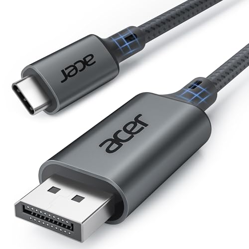 acer USB C Displayport Kabel (4K@60Hz, 2K@165Hz), Typ C Thunderbolt 3/4 auf DP Kabel mit MST, Freesync. Für iPhone 15/16 Pro Max MacBook iPad Pro Air M2 Mac mini M4 Surface Pro 8 usw. -2m von acer