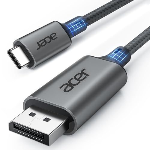 acer USB C Displayport Kabel (4K@60Hz, 2K@165Hz), Typ C Thunderbolt 3/4 auf DP Kabel mit MST, Freesync. Für iPhone 15/16 Pro Max MacBook iPad Pro Air M2 Mac mini M4 Surface Pro 8 usw. -3m von acer