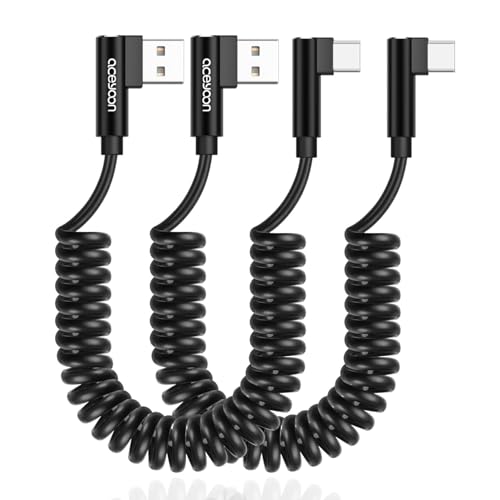 aceyoon 2 Stück USB auf USB C Spiralkabel 90 Grad, 3A Spiralkabel USB C Schnellladekabel und Datenkabel für Samsung Galaxy, für Huawei, für Google Pixel und mehr, bis 1.5m erweitert (1.5m) aceyoon 2 Stück USB auf USB C Spiralkabel 90 Grad, 3A Spiralkabel USB C Schnellladekabel und Datenkabel für Samsung Galaxy, für Huawei, für Google Pixel und mehr, bis 1.5m erweitert (1.5m) von aceyoon