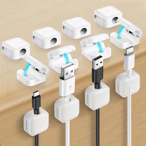 aceyoon Kabelhalter schreibtische Kabelclips, 12 Stück Magnetische Schreibtische Kabelmanagement Selbstklebend Kabel Organizer für Schreibtisch, Küchengeräte, Netzkabel, USB C Ladekabel usw von aceyoon