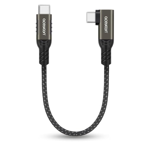 aceyoon USB C Kabel Kurz 10cm, 240W USB C auf USB C Kabel 5A PD Schnellladekabel USB C Winkel 90 Grad mit E-Marker Chip für iPhone 16 15 Pro Max, für MacBook, für Samsung Galaxy, für Huawei von aceyoon