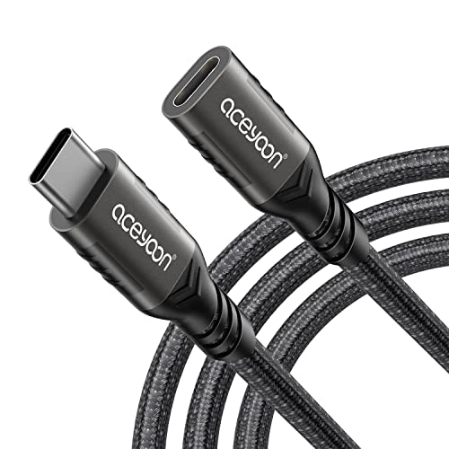 aceyoon USB C Verlängerung 1m, USB3.2 Gen2/10Gpbs/100W USB C Kabel Verlängerung unterstützt PD Schnellladung und 4K@60Hz Video Type C Stecker auf Buchse für PSVR2, für MacBook Pro/Air, Tablet von aceyoon