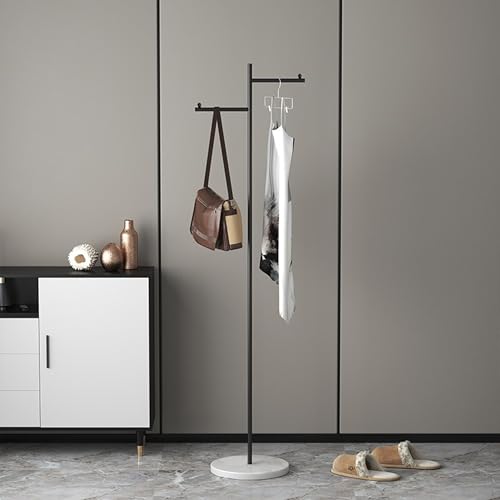 acfeco Kleiderständer, Garderobenständer Metall mit Marble Base, Jackenständer Garderobe Modern Schwarz für Kleidung Taschen und Hüte Höhe 167 cm Flur Schlafzimmer und Wohnzimmer von acfeco
