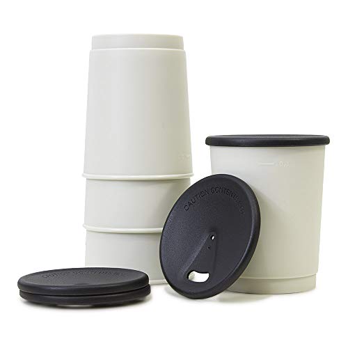 achilles Kaffeebecher 4er-Set - Coffee-to-go-Becher - spülmaschinenfeste Mehrwegbecher mit Deckel - 330ml - Becher grau - Deckel schwarz von achilles