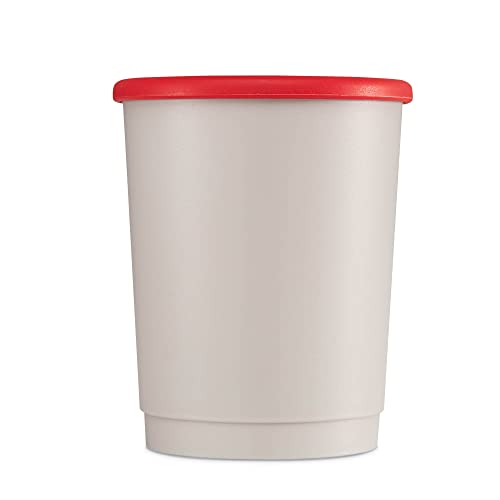 achilles Kaffeebecher mit Deckel, Kunststoffbecher, Mehrwegbecher, Trinkbecher, LFGB geprüft, spülmaschinenfest, stapelbar, 330 ml, Becher grau, Deckel rot, 250 Stk. von achilles