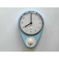 Vintage Junghans Wanduhr Design Max Bill Küchenuhr Hellblau Porzellan Vintage Junghans Wanduhr Design Max Bill Küchenuhr Hellblau Porzellan von achtgrad