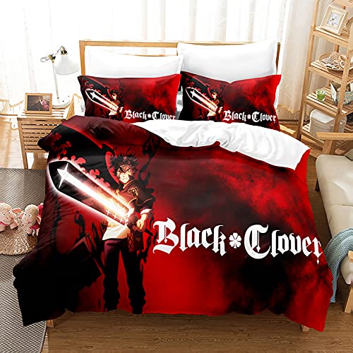 acsefire Anime Black Clover Bedrucktes Bettwäscheset Bettbezug Wizard King Asta Weicher Bettbezug & Kissenbezüge 2-teilige Sets (#16 Single 135cm*200cm) von acsefire
