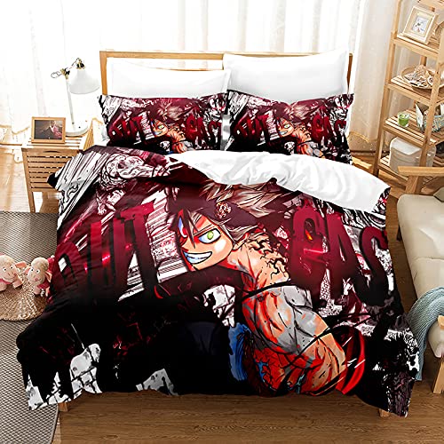acsefire Anime Black Clover Bedrucktes Bettwäscheset Bettbezug Wizard King Asta Weicher Bettbezug & Kissenbezüge 2-teilige Sets (#2 Single 135cm*200cm) von acsefire