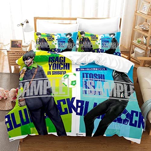 acsefire Anime Blue Lock Bedrucktes Bettwäscheset Bettbezug Isagi Yoichi Weicher Bettbezug & Kissenbezüge 2-teilige Sets - Single(#11 135cm*200cm) von acsefire