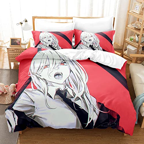 acsefire Anime Chainsaw Man Bedrucktes Bettwäscheset Bettbezug Makima Weicher Bettbezug & Kissenbezüge 2-teilige Sets - Single(#11 135cm*200cm) von acsefire