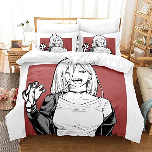 acsefire Anime Chainsaw Man Bedrucktes Bettwäscheset Bettbezug Makima Weicher Bettbezug & Kissenbezüge 3-teilige Sets - Double(#7 200cm*200cm) von acsefire