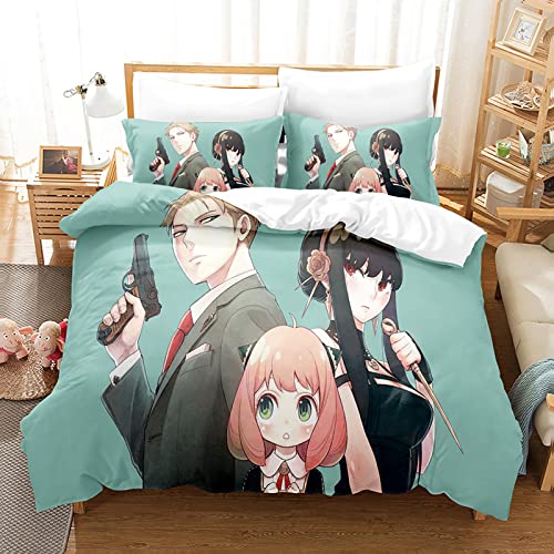 acsefire Anime Spy x Family Bedrucktes Bettwäscheset Bettbezug Anya Forger Weicher Bettbezug & Kissenbezüge 2 teilige Sets - Single(#4 135cm*200cm) von acsefire