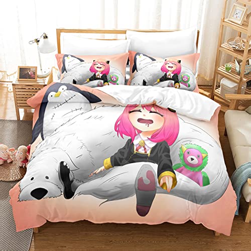 acsefire Anime Spy x Family Bedrucktes Bettwäscheset Bettbezug Anya Forger Weicher Bettbezug & Kissenbezüge 3 teilige Sets - Double(#5 200cm*200cm) von acsefire