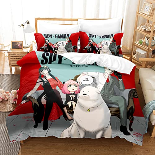 acsefire Anime Spy x Family Bedrucktes Bettwäscheset Bettbezug Anya Forger Weicher Bettbezug & Kissenbezüge 3 teilige Sets - Double(#5 200cm*200cm) von acsefire