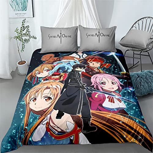 Anime Sword Art Online Bedrucktes Bettwäscheset SAO Bettbezug Kirito Weicher Bettbezug & Kissenbezüge 2 teilige Sets - Single(#11 135cm*200cm) von acsefire